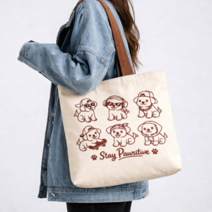 six puppy tote bags