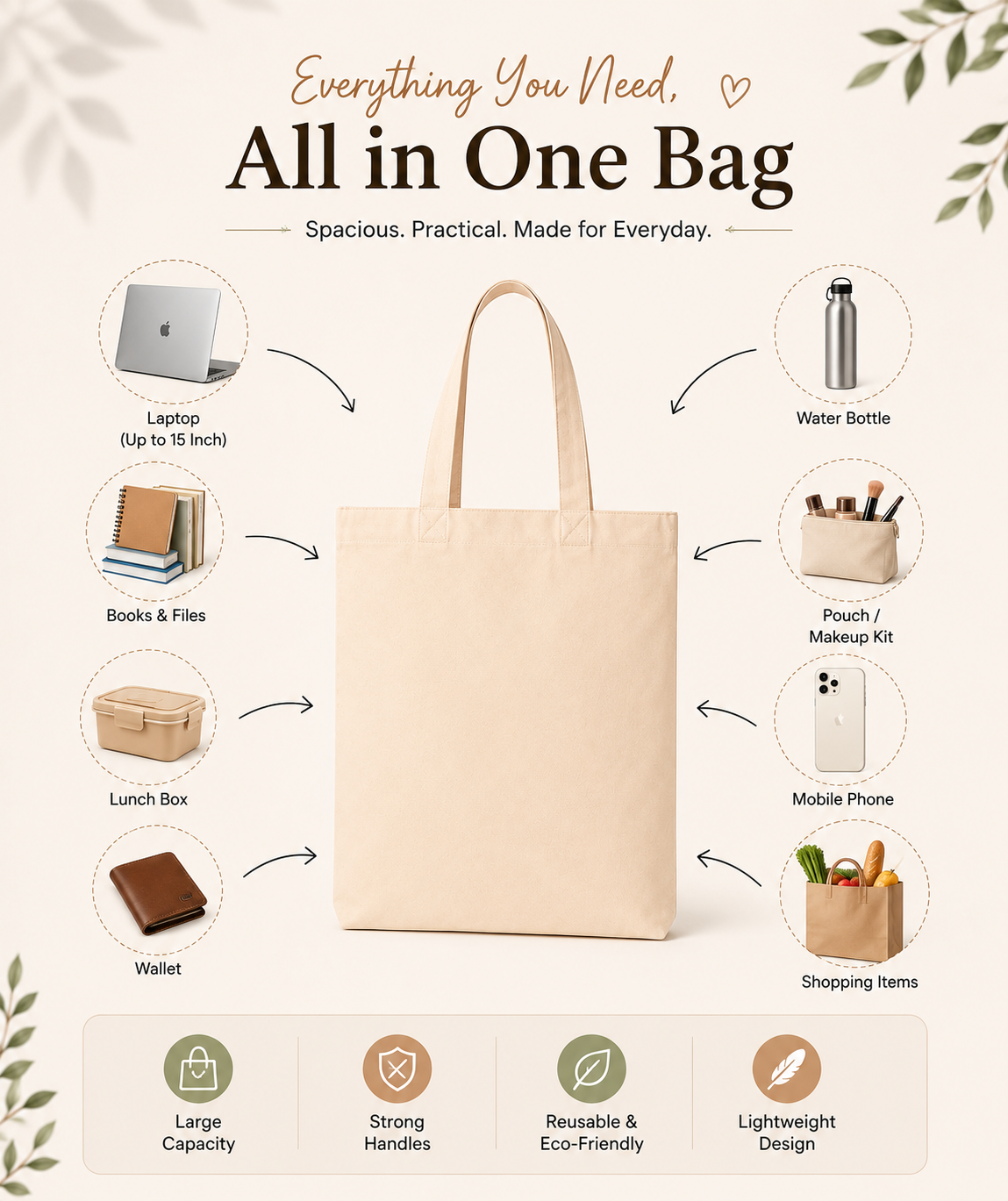 cotton canvas bag 8x6 - Image 4