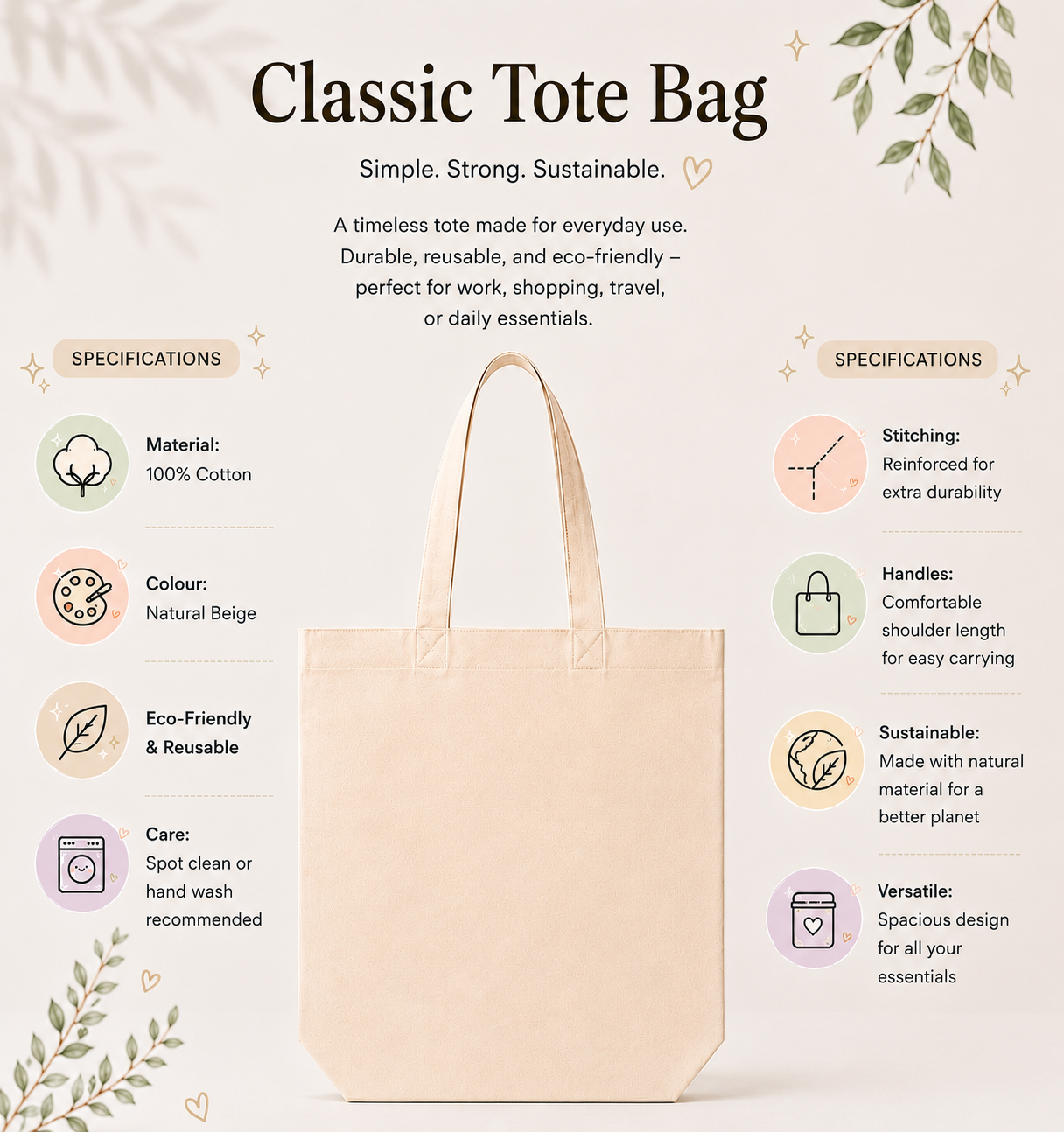 cotton canvas bag 8x6 - Image 2